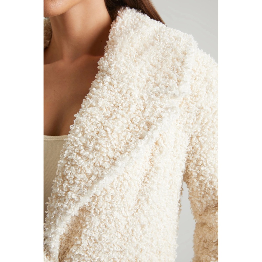 Oh Polly Cream Teddy Borg Faux Fur Longline Maxi Coat XS Ivory NWT - Picture 4 of 12